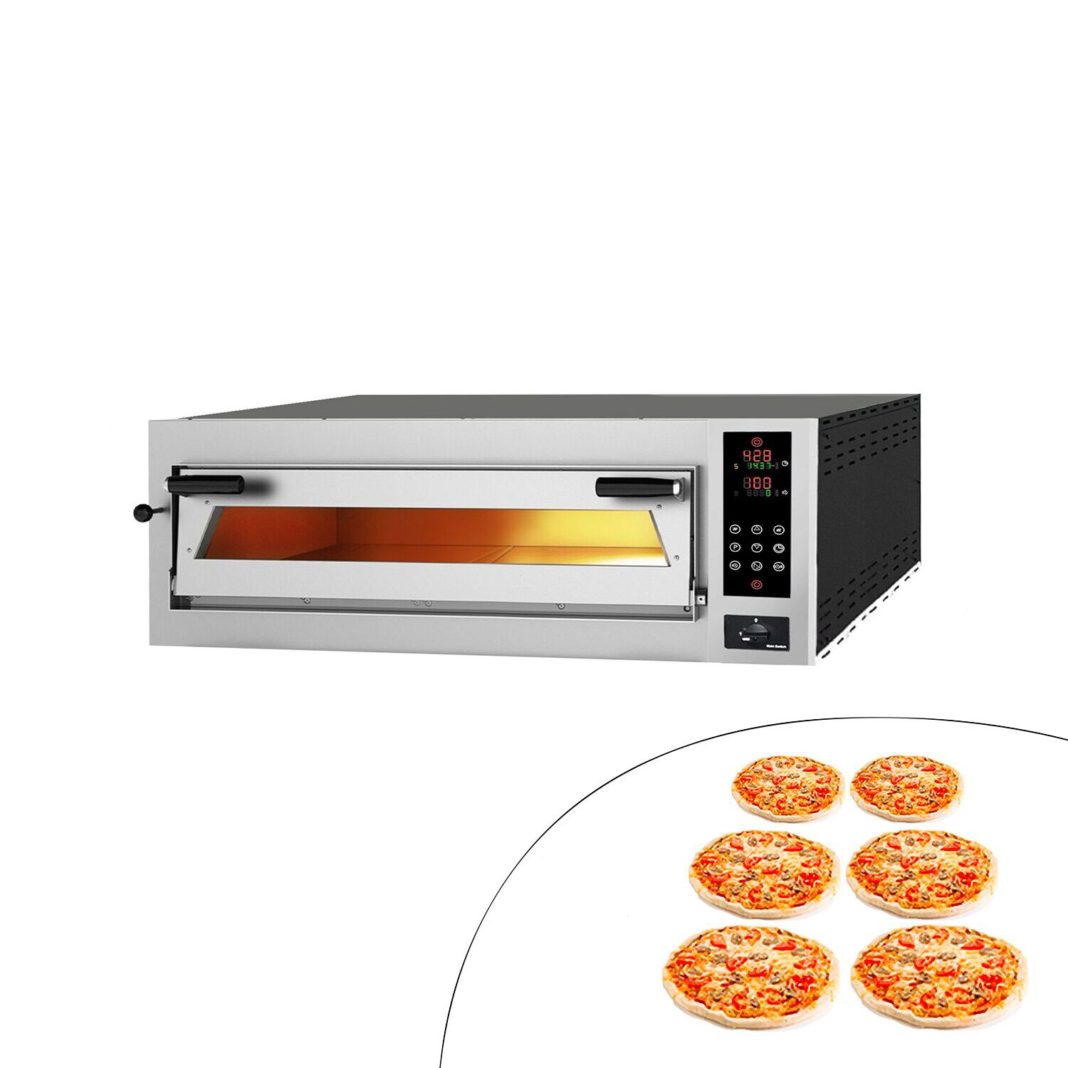 Digitálna elektrická pec na pizzu – 6× Ø 35 cm