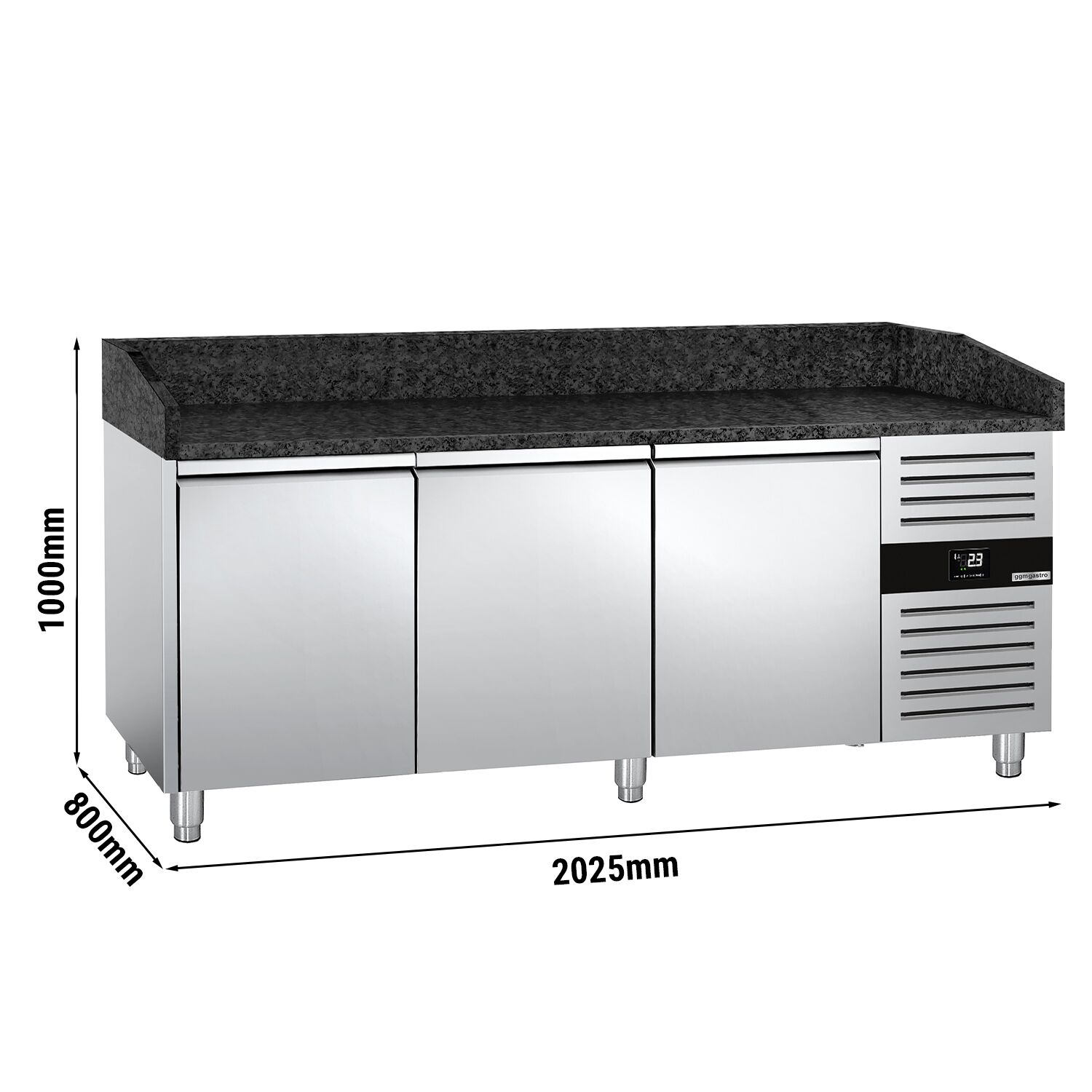 Chladiaci pizza stôl – séria PREMIUM, rozmery 2000x800 mm, 3 plné dvierka – Obrázok 7