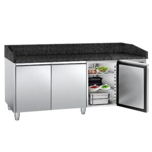 Chladiaci pizza stôl – séria PREMIUM, rozmery 2000x800 mm, 3 plné dvierka