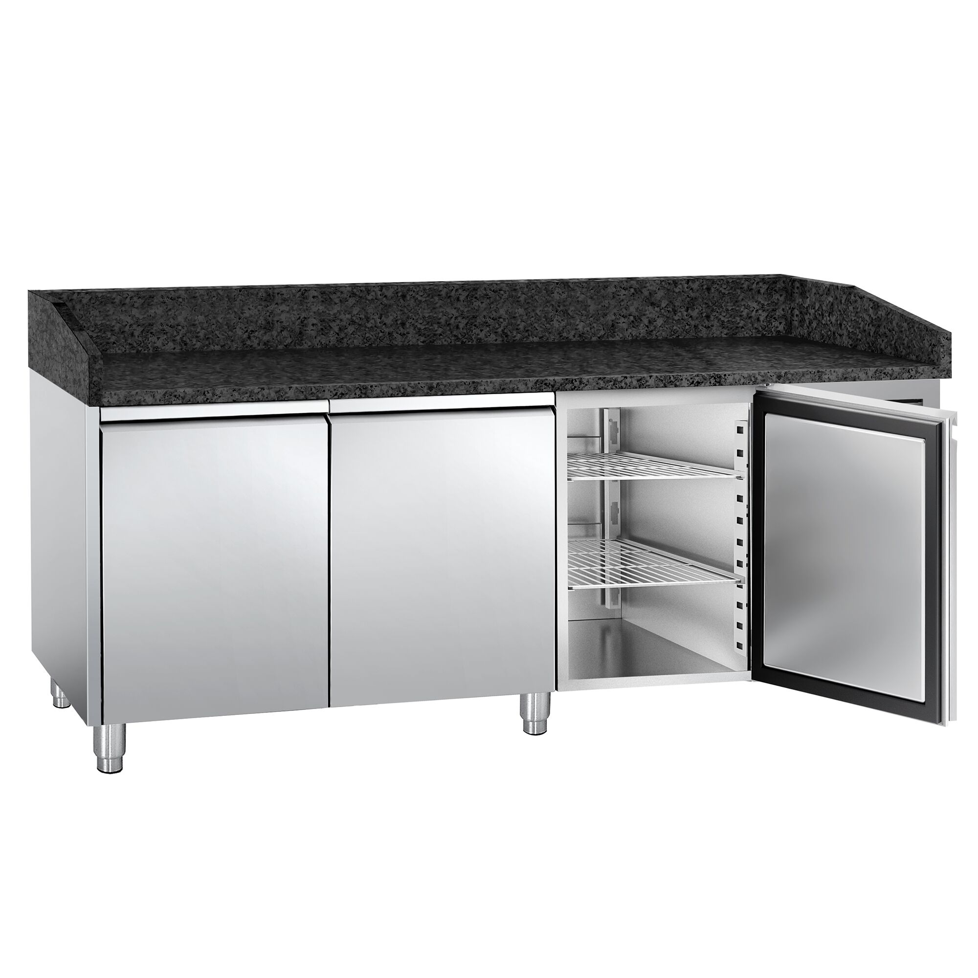 Chladiaci pizza stôl – séria PREMIUM, rozmery 2000x800 mm, 3 plné dvierka – Obrázok 6