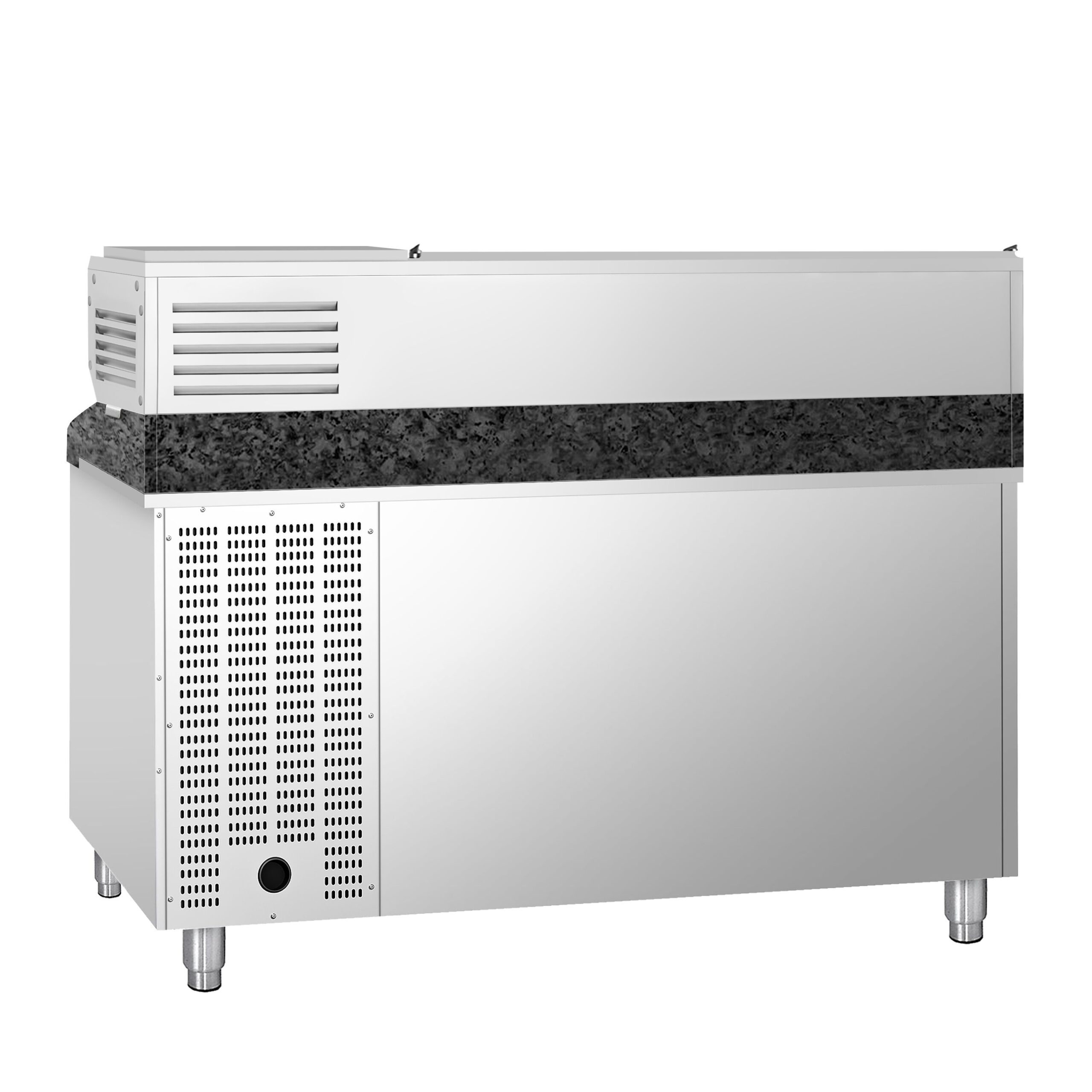 Chladiaci pizza stôl – séria PREMIUM, rozmery 1500x800 mm, 2 dvierka, horná chladiaca nadstavba na 7x GN 1/4 – Obrázok 7