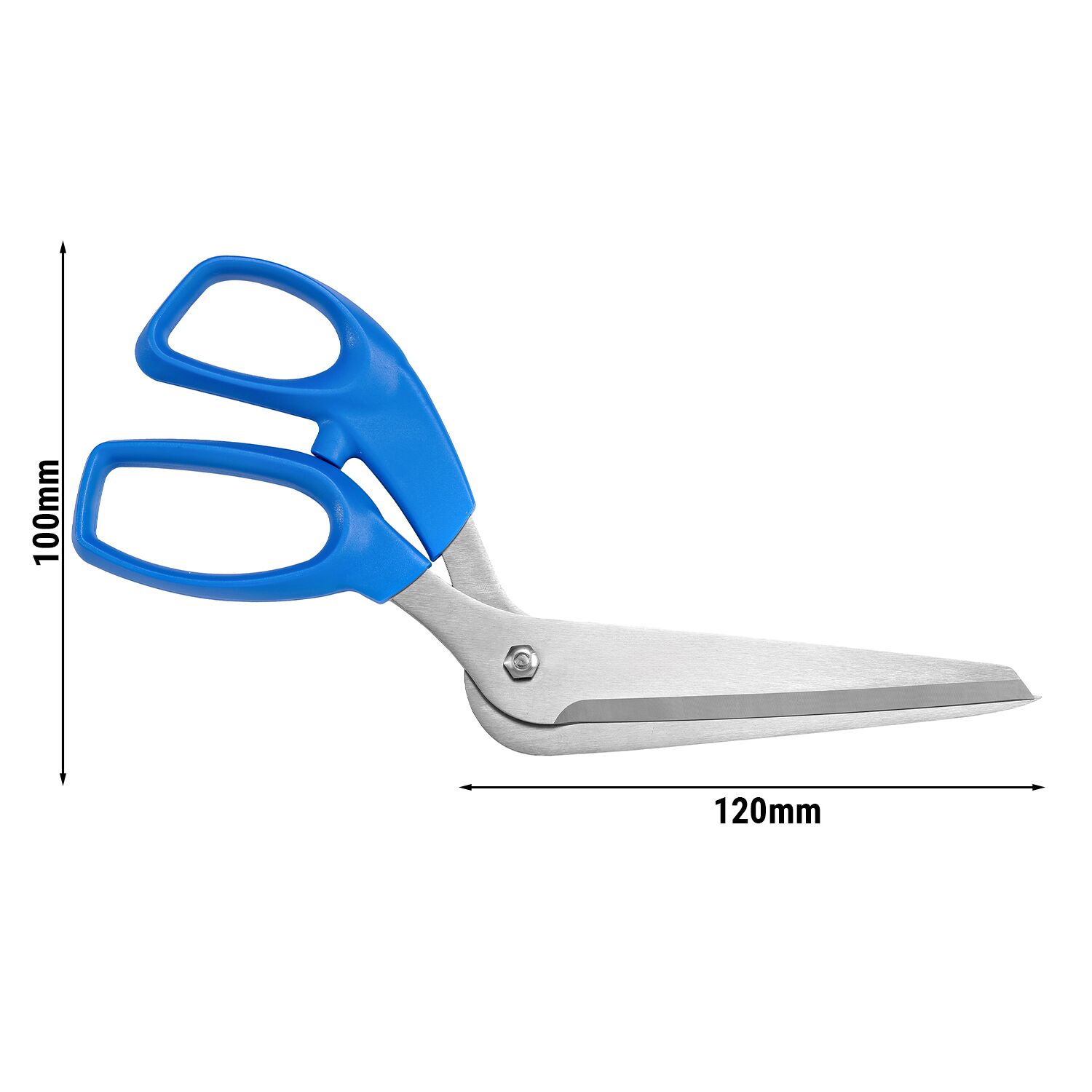 Modré nožnice na pizzu – odnímateľná čepeľ, zúbkovaná hrana, 120 mm, 0,16 kg – Obrázok 3