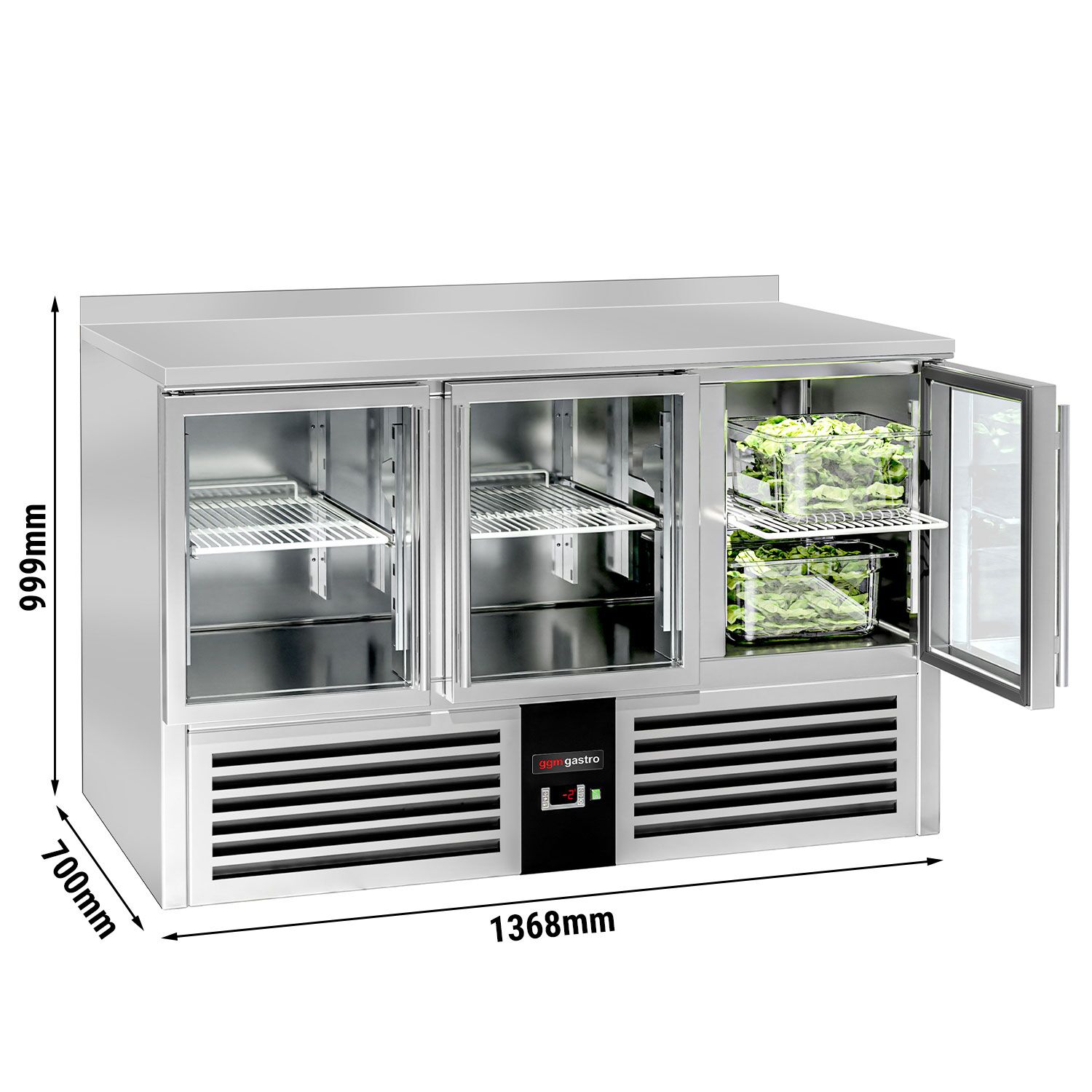 Stolový chladiaci pult s 3 presklenými dverami, 1370 x 700 mm – Obrázok 6
