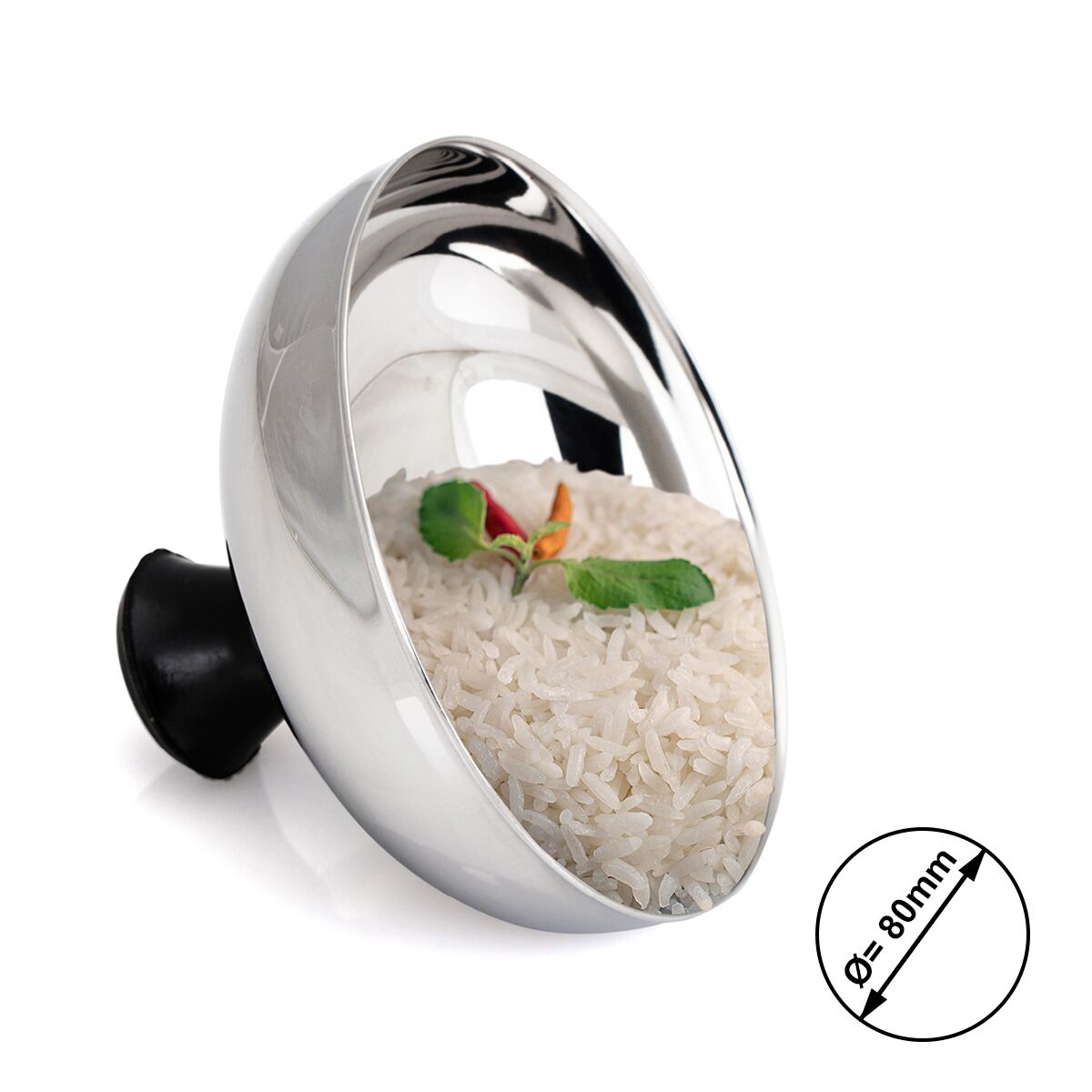 Nerezové porciovače ryže – Ø 80 mm, sada 4 ks, 0,2 kg
