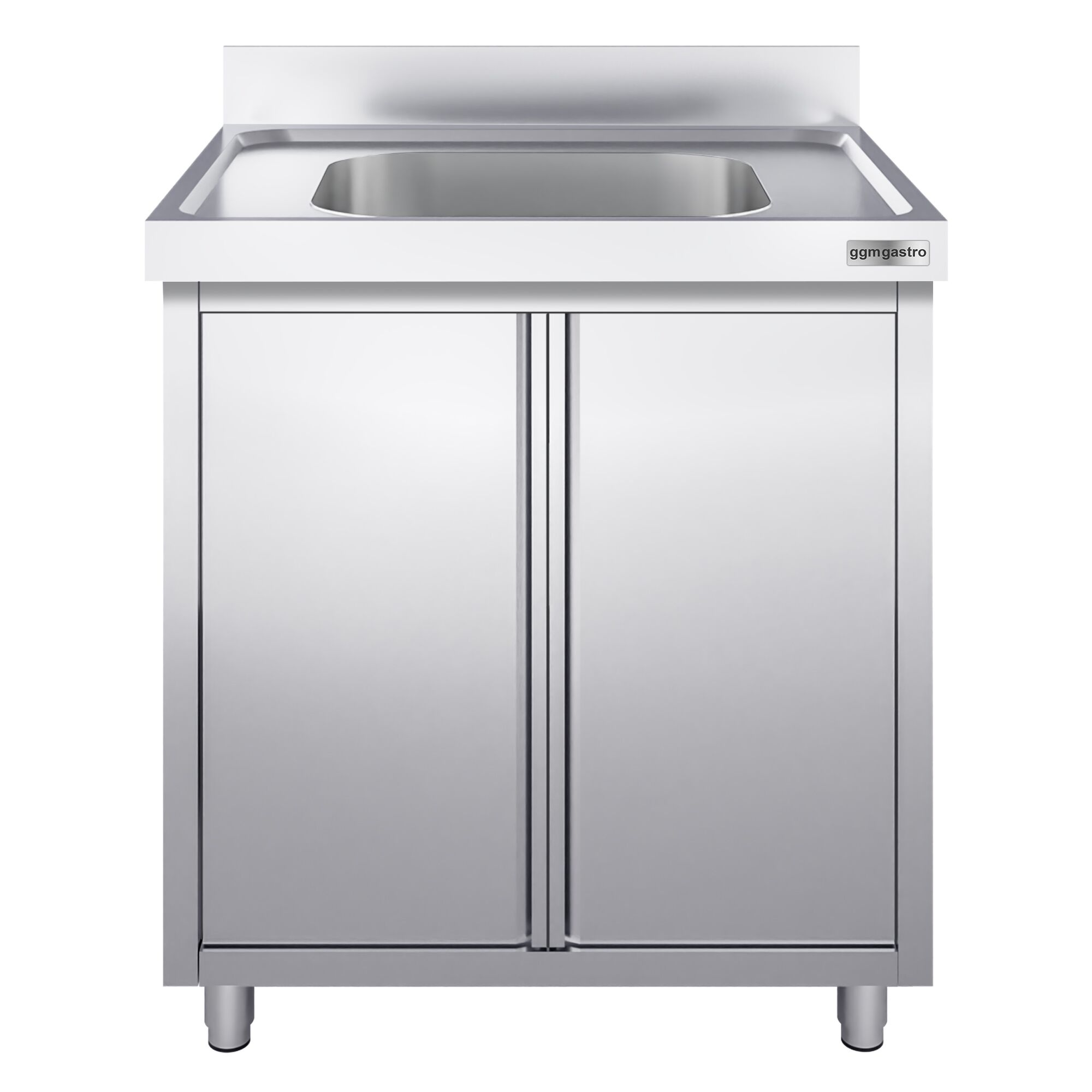 Uzavretá drezová skrinka – nerezová séria ECO, celkový rozmer 600x600 mm, 1 integrované umývadlo s rozmermi 400x400x250 mm – Obrázok 4