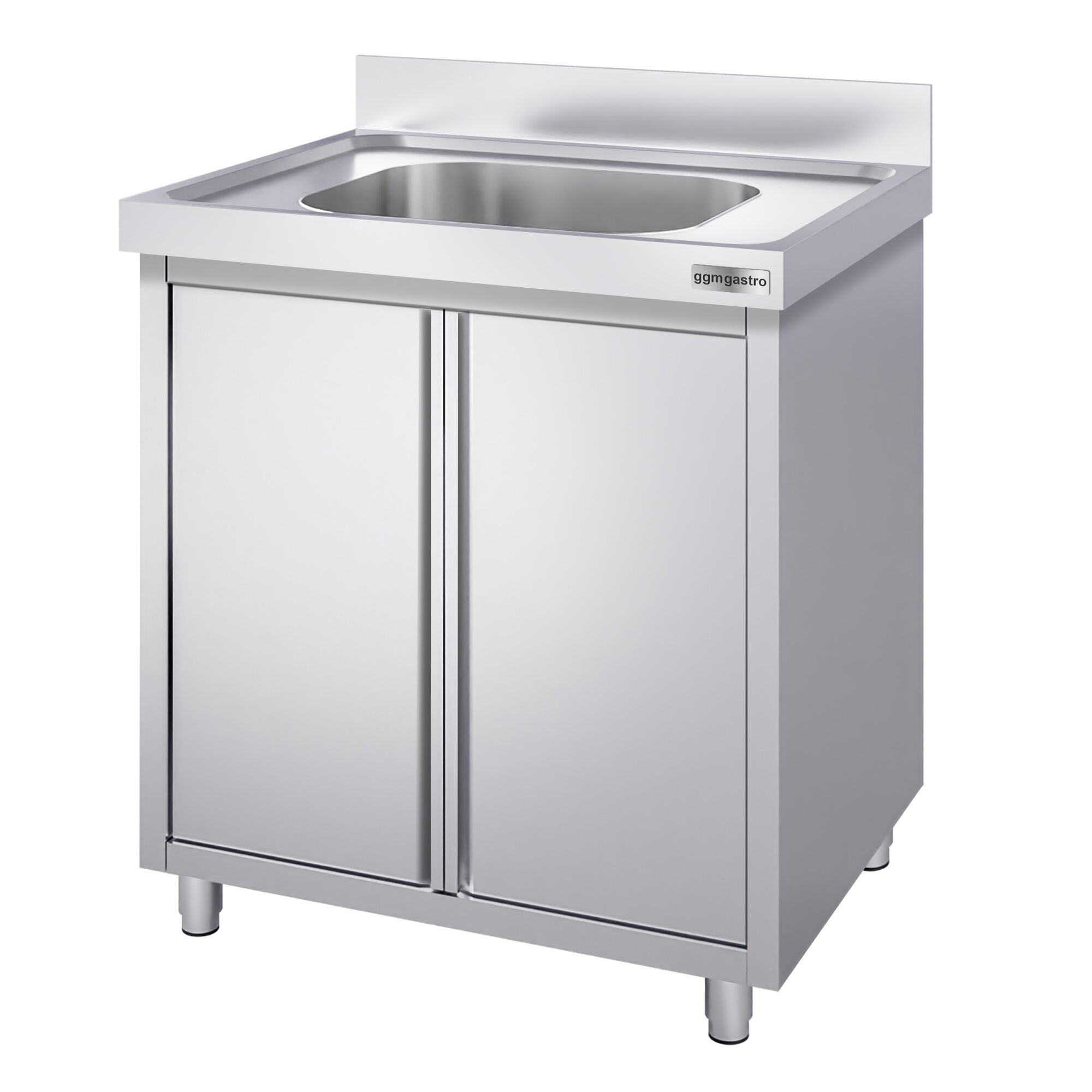 Uzavretá drezová skrinka – nerezová séria ECO, celkový rozmer 600x600 mm, 1 integrované umývadlo s rozmermi 400x400x250 mm – Obrázok 3