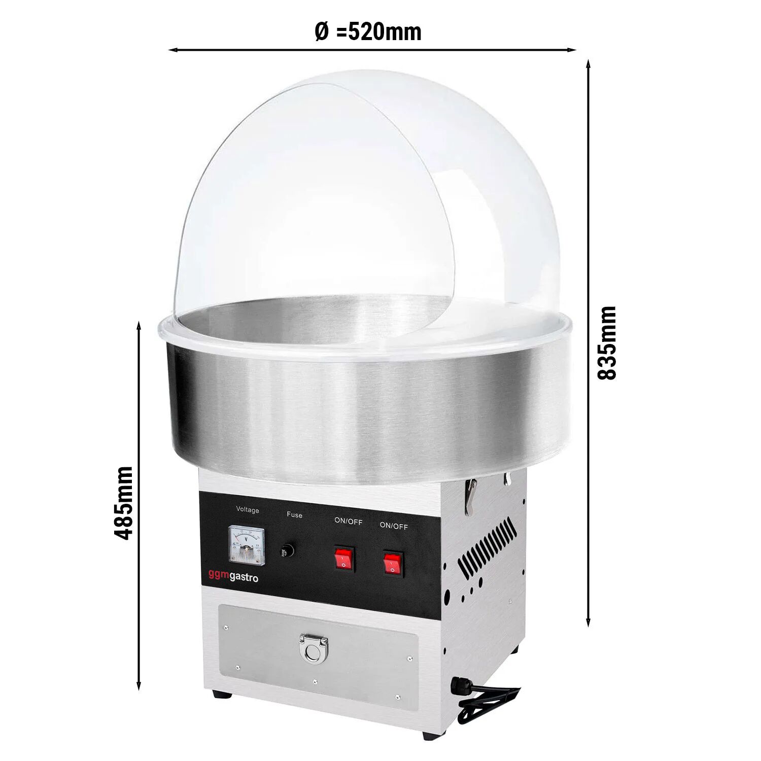 Nerezový výrobník cukrovej vaty s krytom – Ø 520 mm – Obrázok 6
