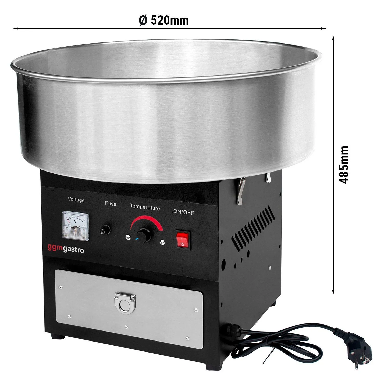 Čierny výrobník cukrovej vaty – Ø 520 mm, 25 kg, 950 kW – Obrázok 9