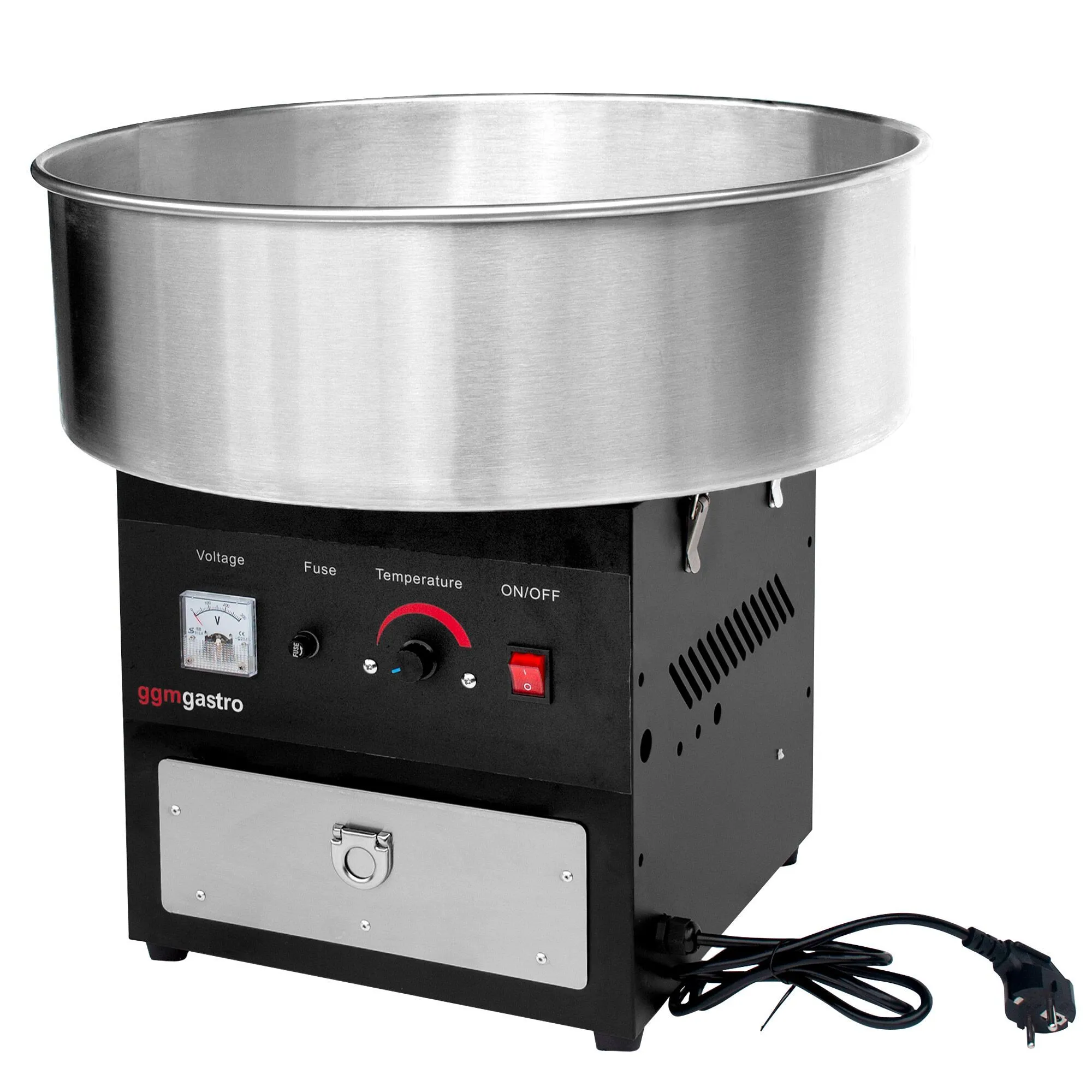 Čierny výrobník cukrovej vaty – Ø 520 mm, 25 kg, 950 kW