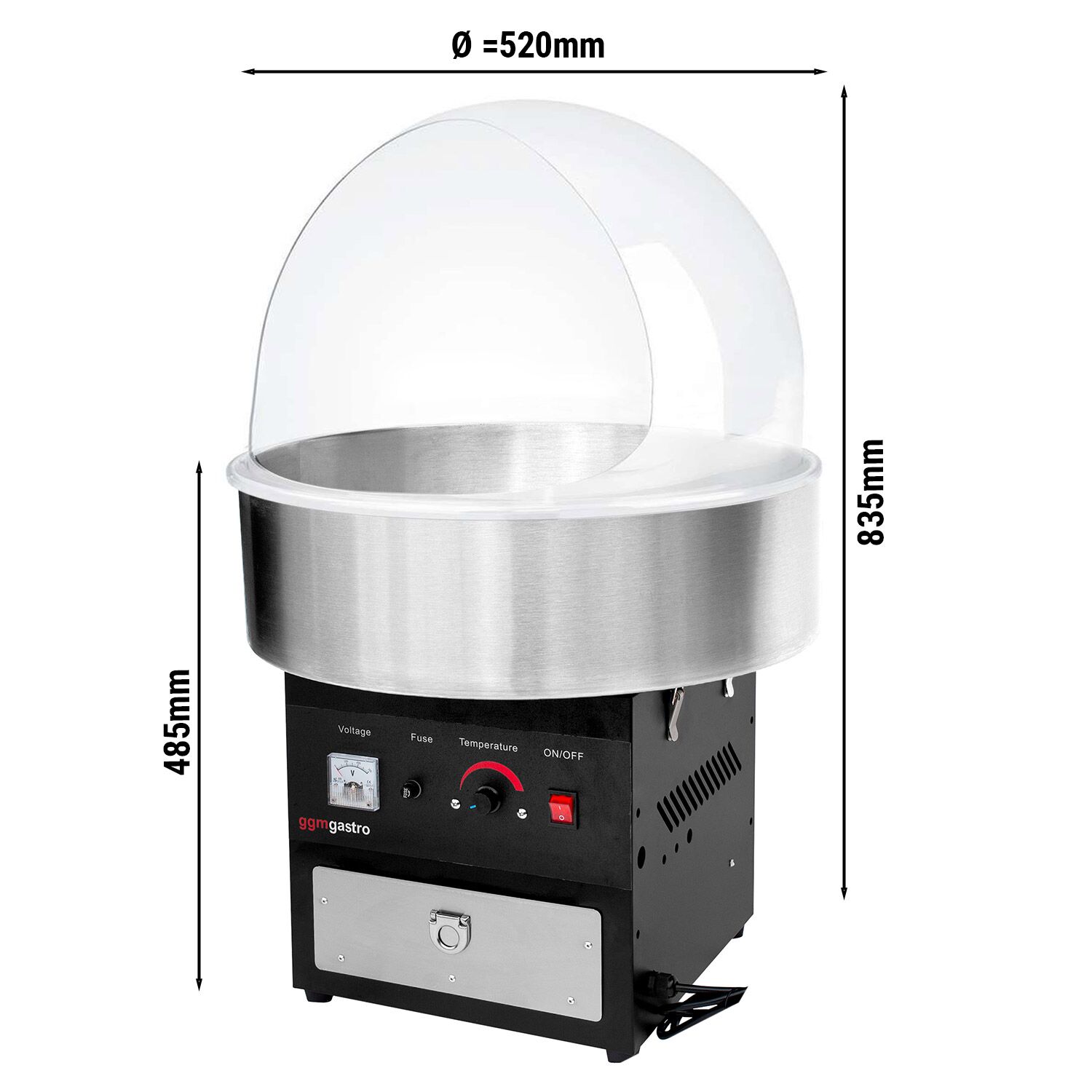 Čierny výrobník cukrovej vaty s krytom – Ø 520 mm – Obrázok 8