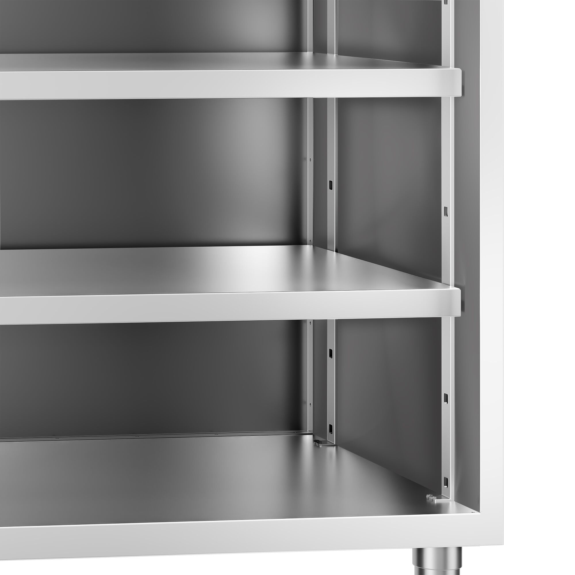 Nerezový barový pracovný stôl — 800 x 600 mm, so 4 policami – Obrázok 4