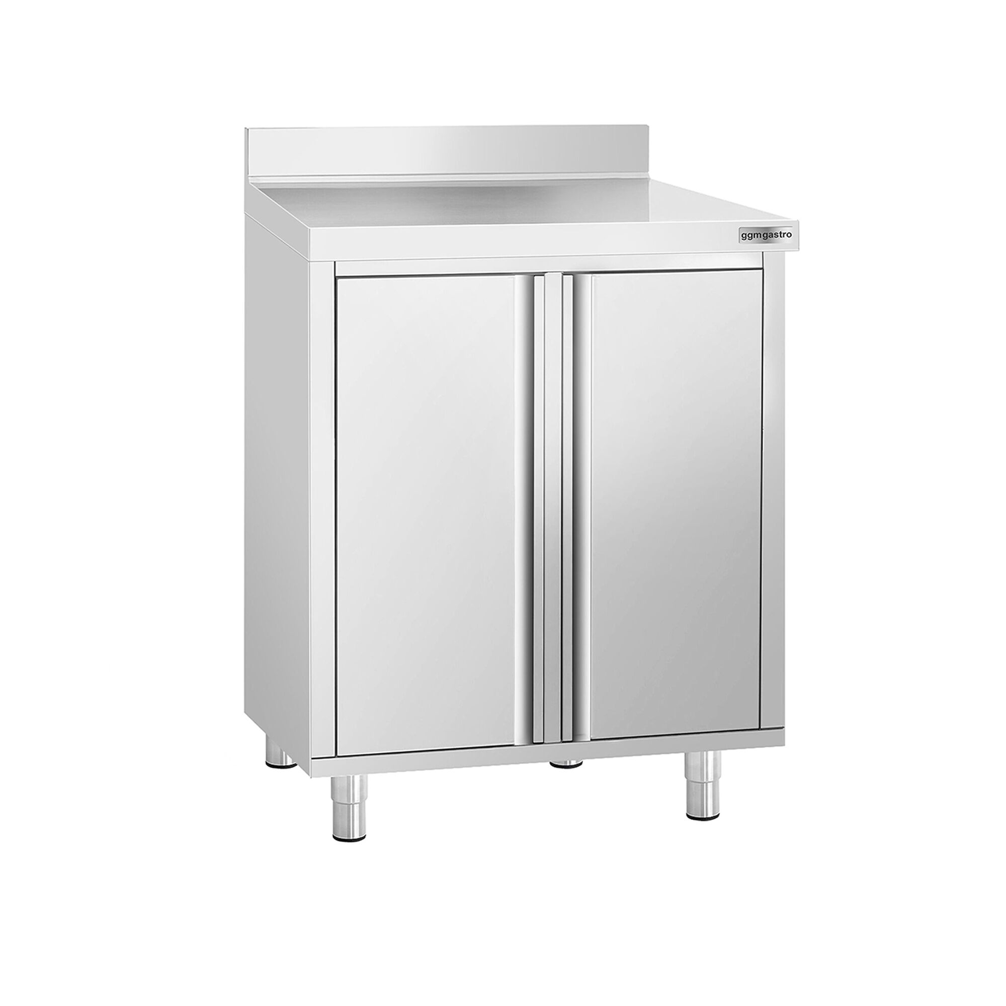 Nerezová pracovná skrinka pod kávovar — 800 x 600 mm, 2 výklopné dvere, zvýšený zadný lem – Obrázok 5