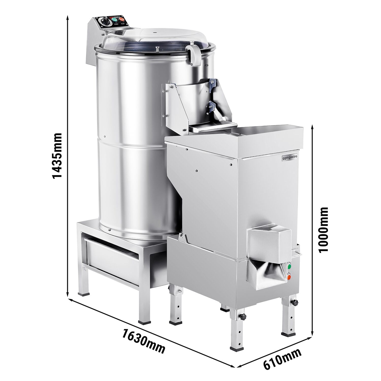 Elektrická škrabka – na zemiaky, 600 kg/h, 1,5 kW, 400 V, vrátane krájačky zemiakov