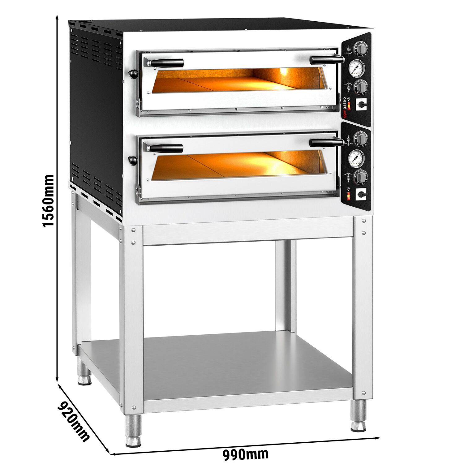 Manuálna pec na pizzu – 4 + 4x 35 cm, elektrická, vrátane podstavca – Obrázok 4
