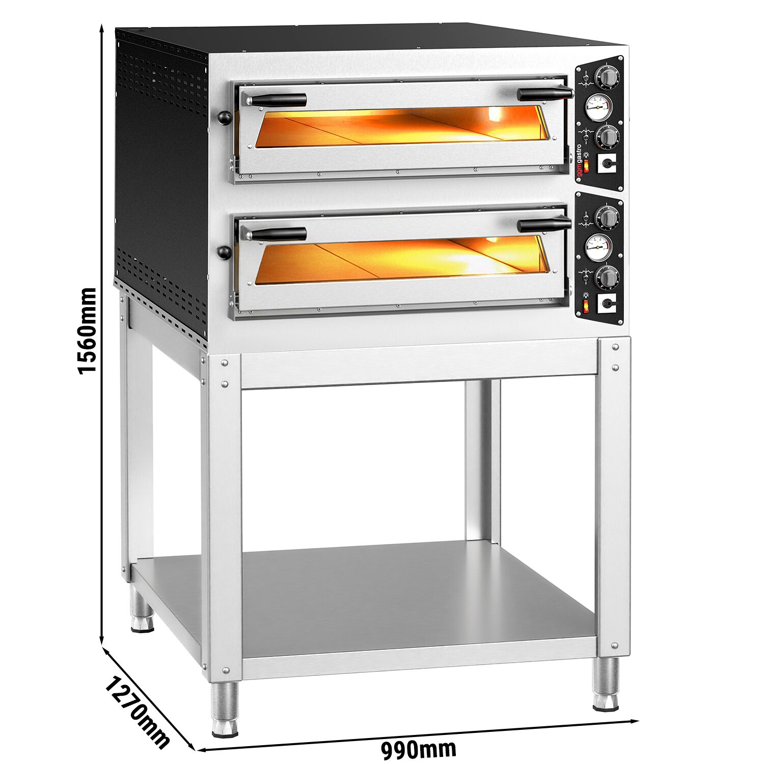Manuálna pec na pizzu – 6 + 6x 35 cm, hlboká, elektrická, vrátane podstavca – Obrázok 3