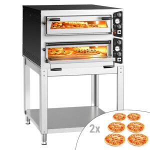 Manuálna pec na pizzu – 6 + 6x 35 cm, hlboká, elektrická, vrátane podstavca