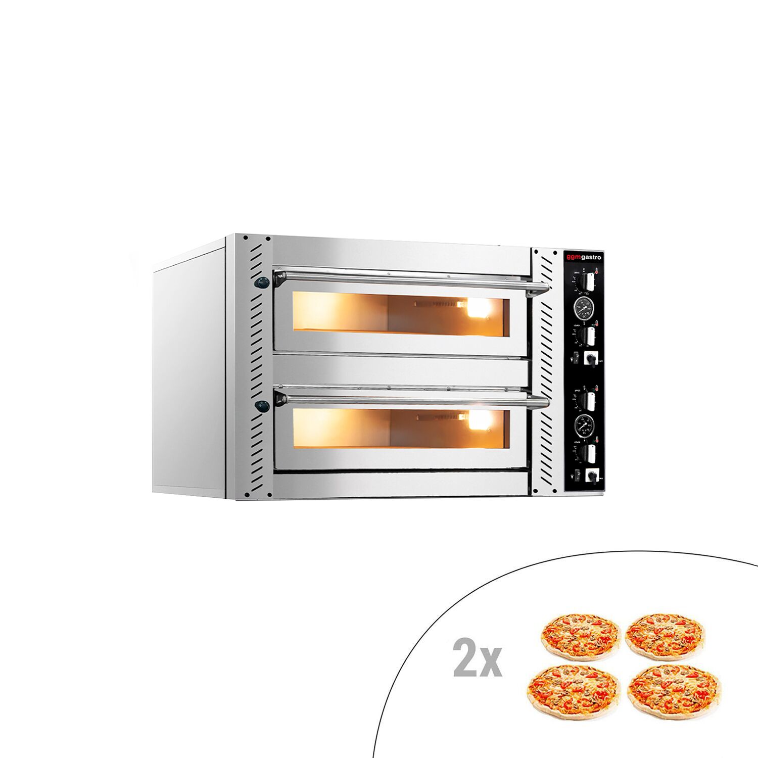Elektrická pizza pec - kapacita 4+4 x 25 cm, manuálne ovládanie