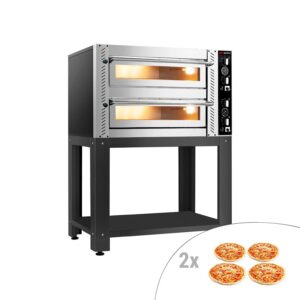 Elektrická pizza pec – dvojkomorová, kapacita 4+4 x 30 cm, manuálne ovládanie, vrátane podstavca
