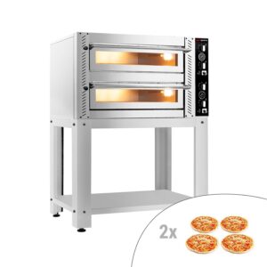 Elektrická pizza pec – dvojkomorová, kapacita 4+4 x 30 cm, manuálne ovládanie, vrátane podstavca