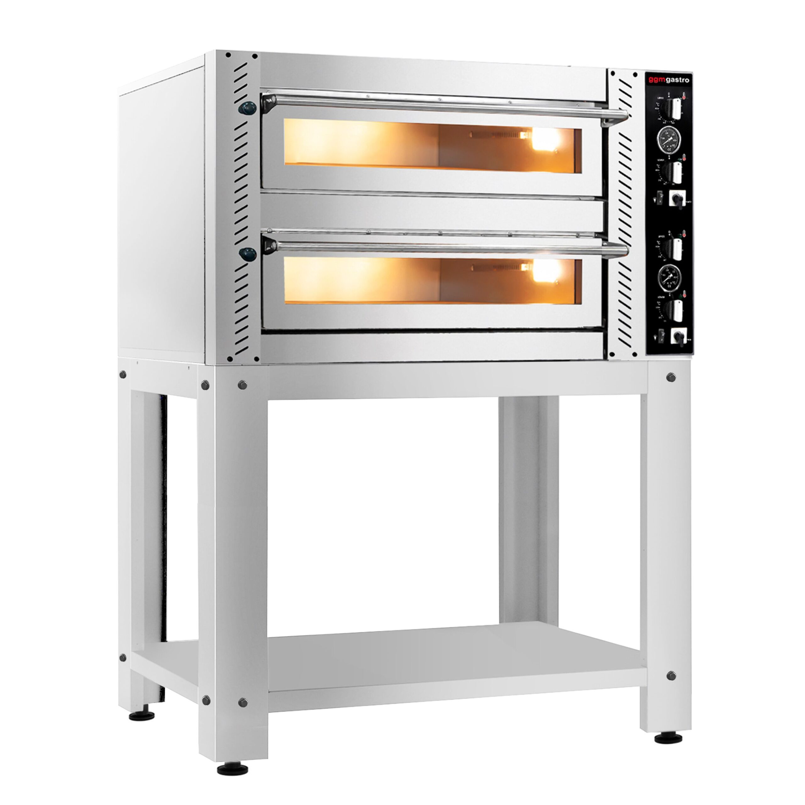 Elektrická pizza pec – dvojkomorová, kapacita 4+4 x 30 cm, manuálne ovládanie, vrátane podstavca – Obrázok 2