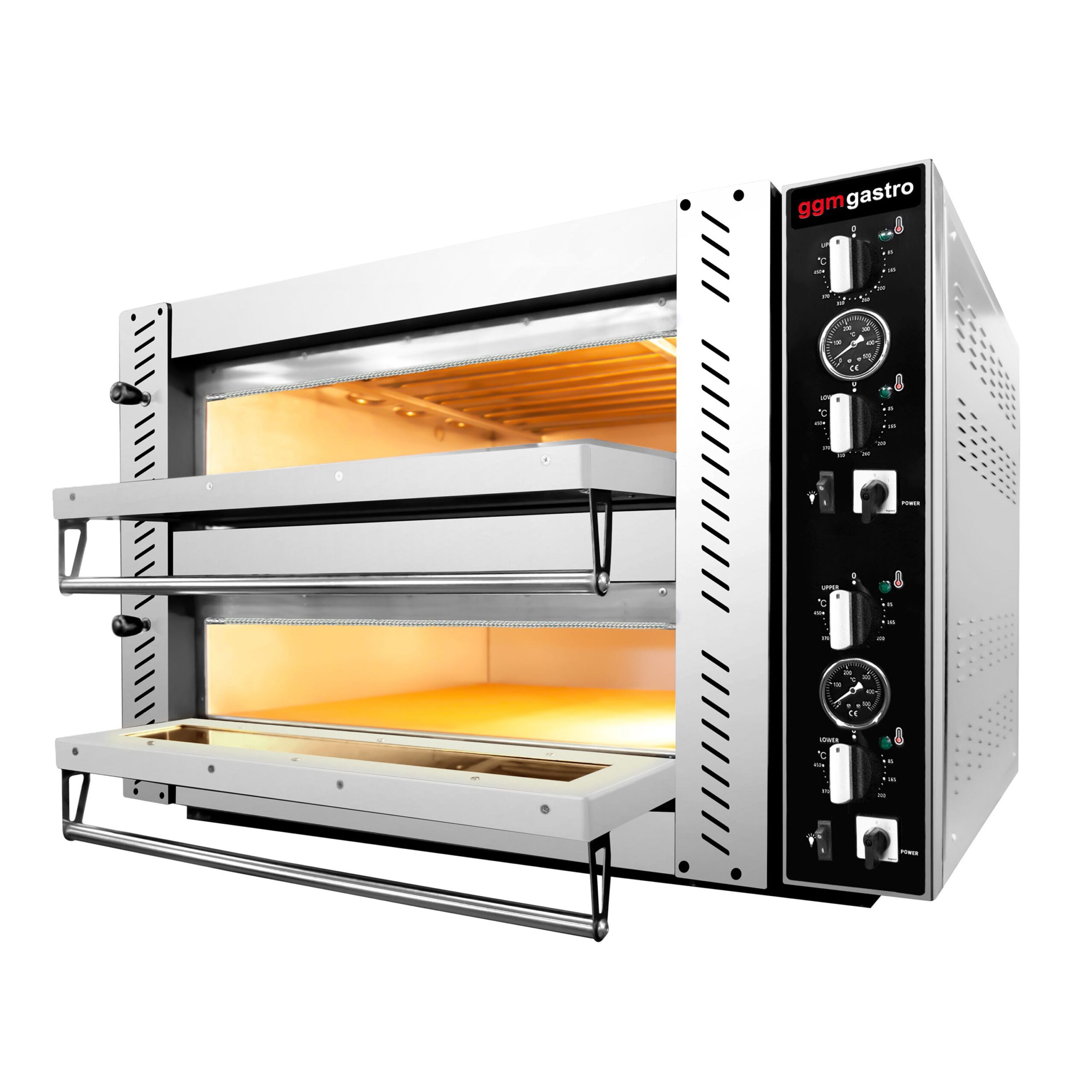 Elektrická pizza pec – dvojkomorová, kapacita 4+4 x 34 cm, manuálne ovládanie – Obrázok 3