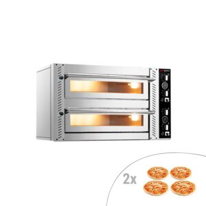 Elektrická pizza pec– celošamotová, dvojkomorová, kapacita 4+4 x 34 cm, manuálne ovládanie