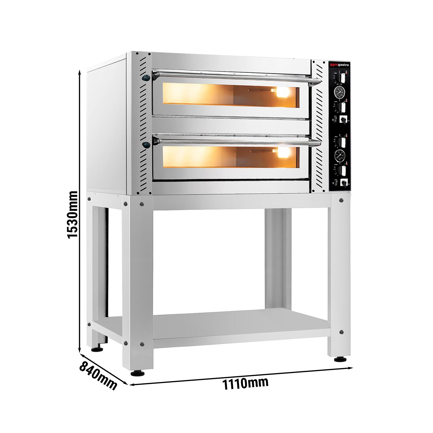 Elektrická pizza pec – dvojkomorová, kapacita 4+4 x 34 cm, manuálne ovládanie, vrátane podstavca – Obrázok 3