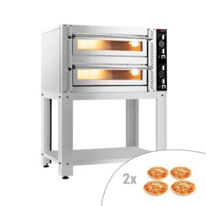 Elektrická pizza pec – dvojkomorová, kapacita 4+4 x 34 cm, manuálne ovládanie, vrátane podstavca