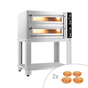 Elektrická pizza pec – celošamotová, dvojkomorová, kapacita 4+4 x 34 cm, manuálne ovládanie, vrátane podstavca