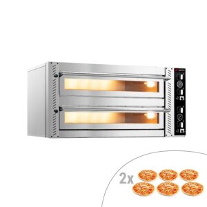 Elektrická pizza pec – dvojkomorová, kapacita 6+6 x 30 cm (šírka), manuálne ovládanie