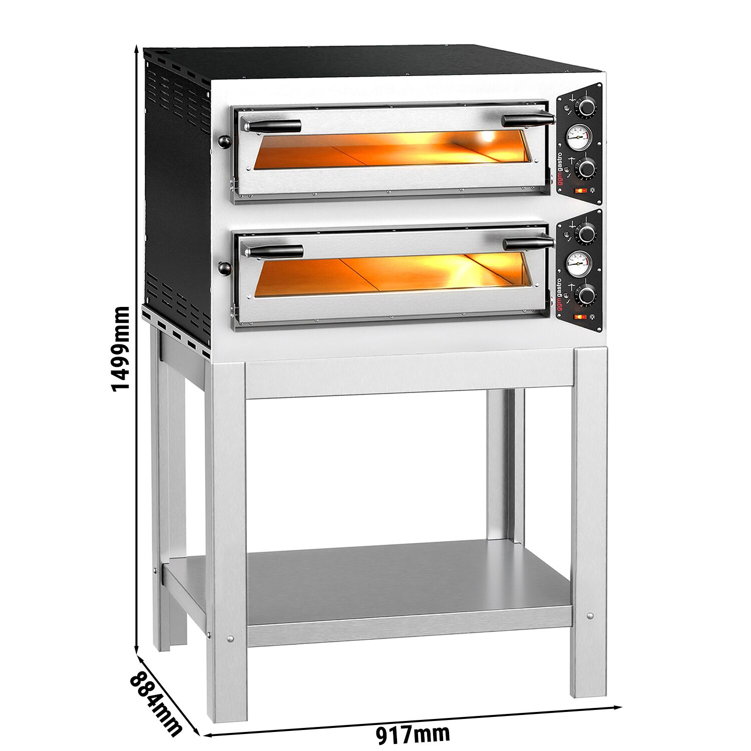 Manuálna pec na pizzu – 4 + 4x 30 cm, elektrická, vrátane podstavca – Obrázok 3