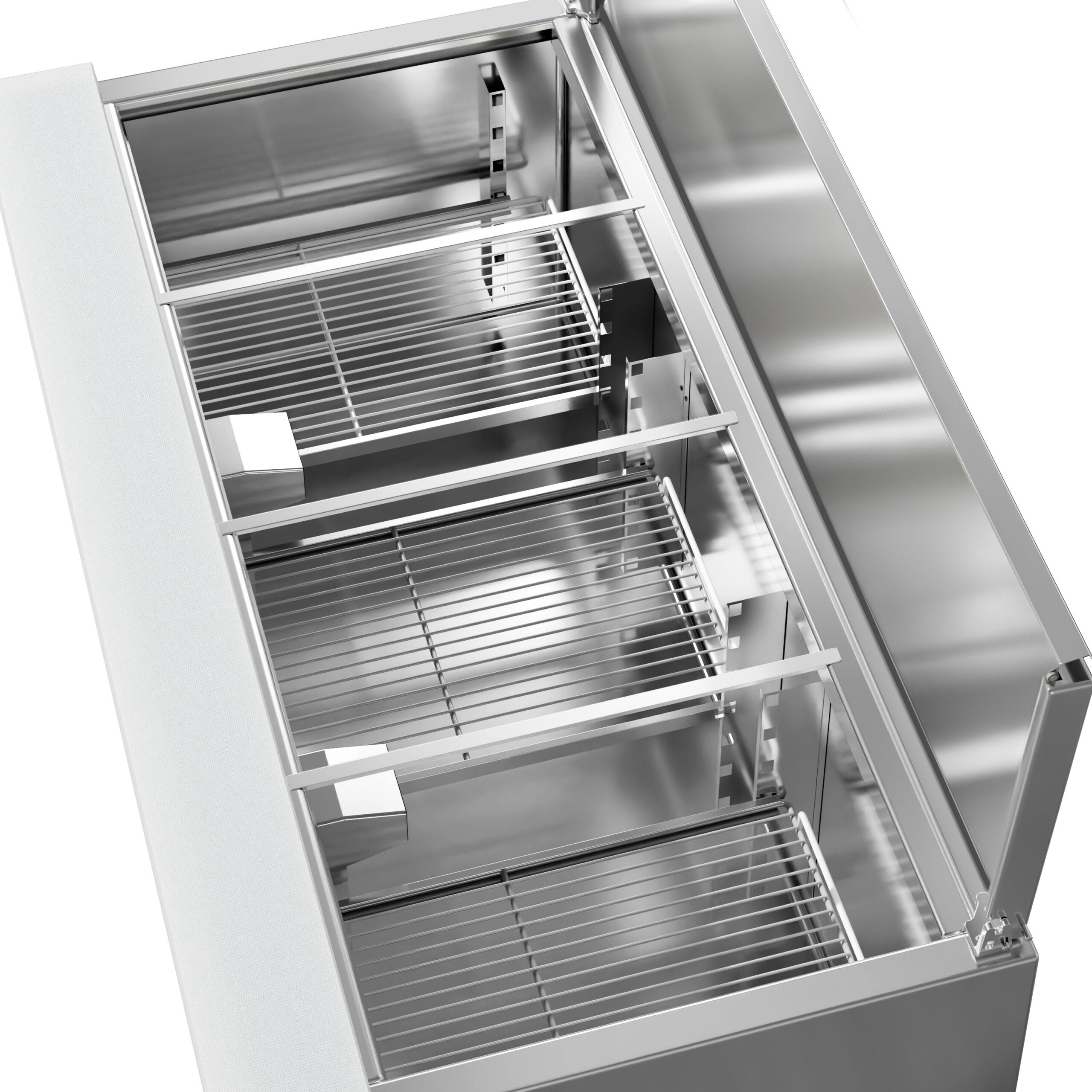 Chladiaca saladeta ECO — šírka 1368 mm, 3x dvierka, nerezové veko, pre 4x GN 1/1 – Obrázok 2