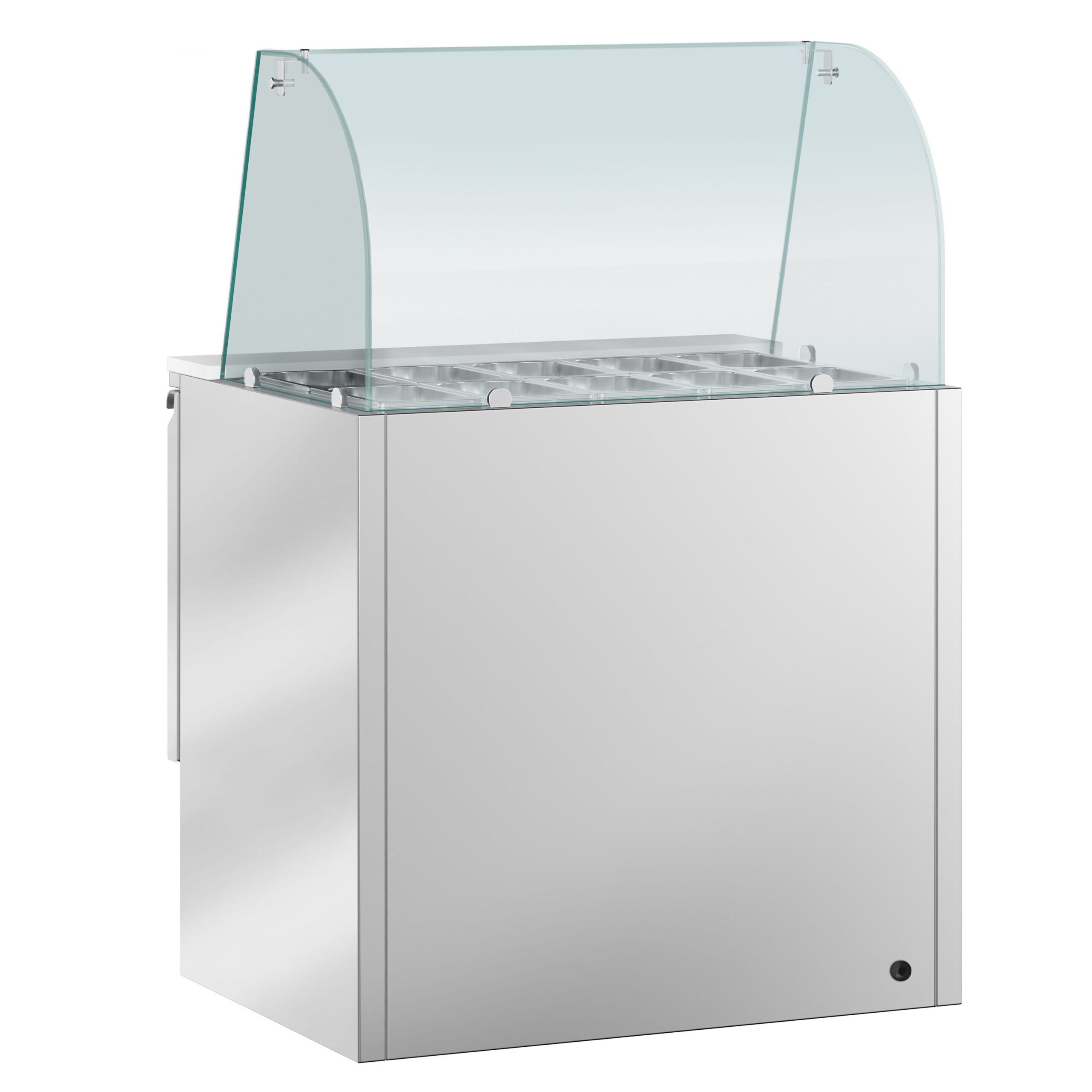 Chladiaca saladeta PREMIUM — šírka 900 mm, 2x dvierka, vysoká sklenená nadstavba, pre 2x GN 1/1 + 3x GN 1/6 – Obrázok 5
