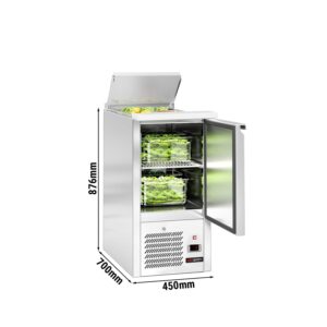 Chladiaca saladeta ECO — šírka 450 mm, 1x dvierka, nerezové veko, pre 1x GN 1/1