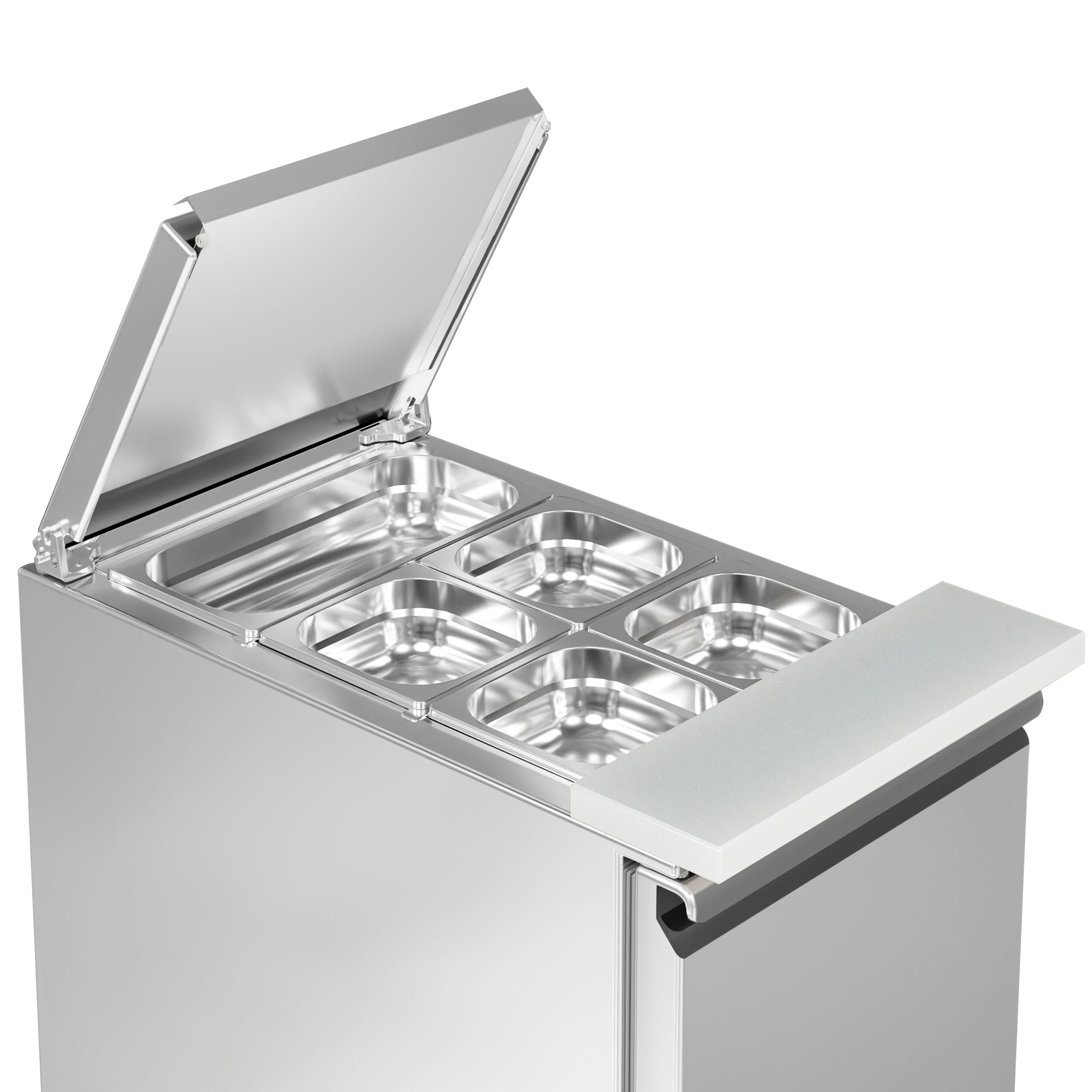 Chladiaca saladeta ECO — šírka 450 mm, 1x dvierka, nerezové veko, pre 1x GN 1/1 – Obrázok 5