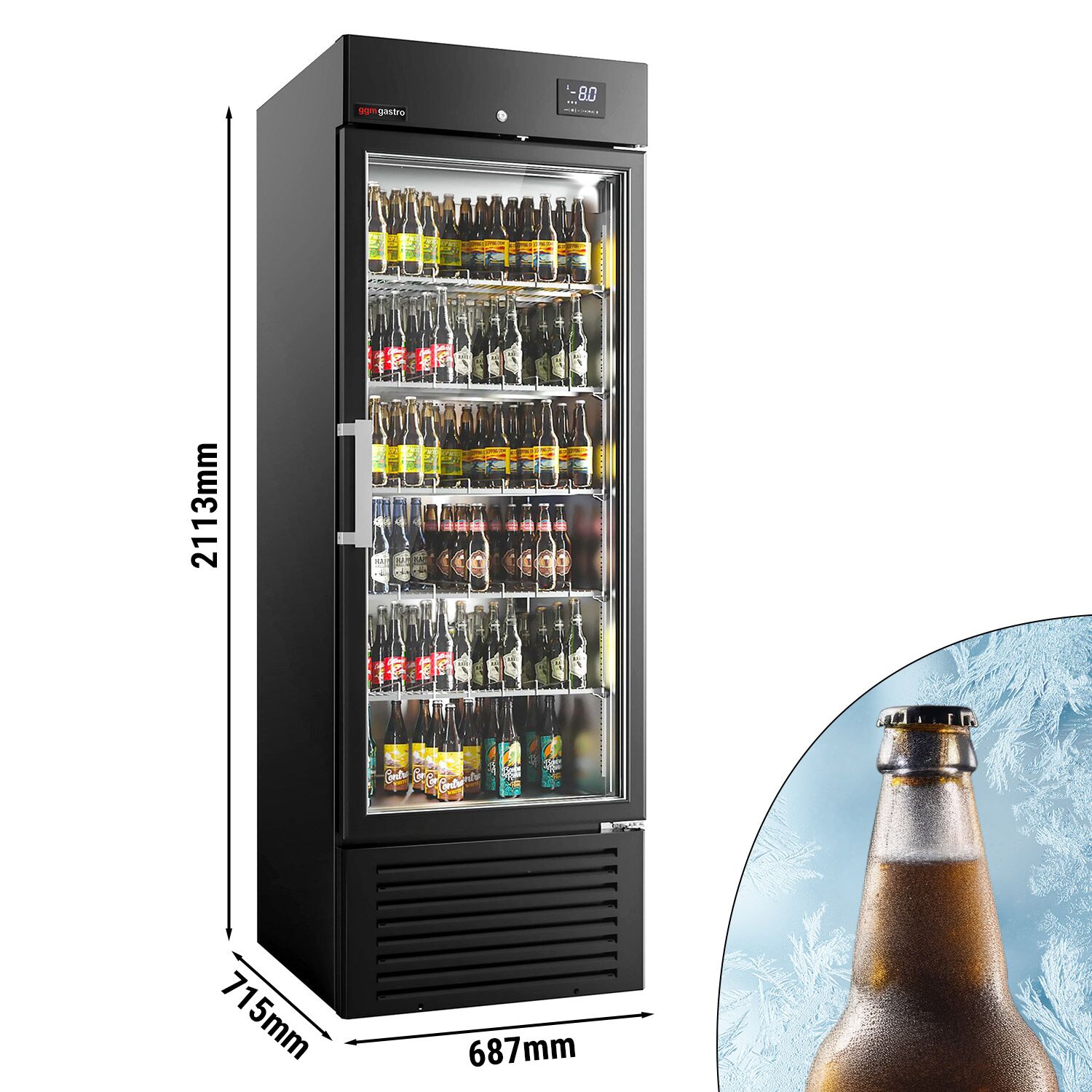 Presklená chladnička – na nápoje, SUPERCOOLER, s 1 sklenenými dverami, chladí pod 0 °C
