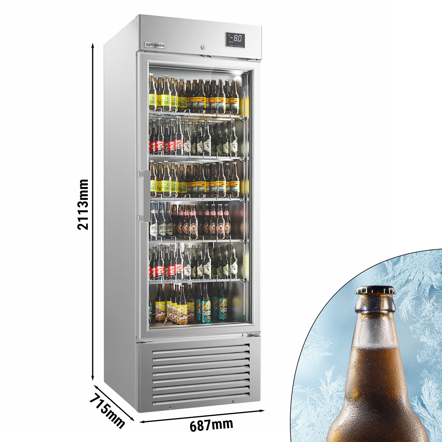 Presklená chladnička – na nápoje, SUPERCOOLER, s 1 sklenenými dverami, chladí pod 0 °C