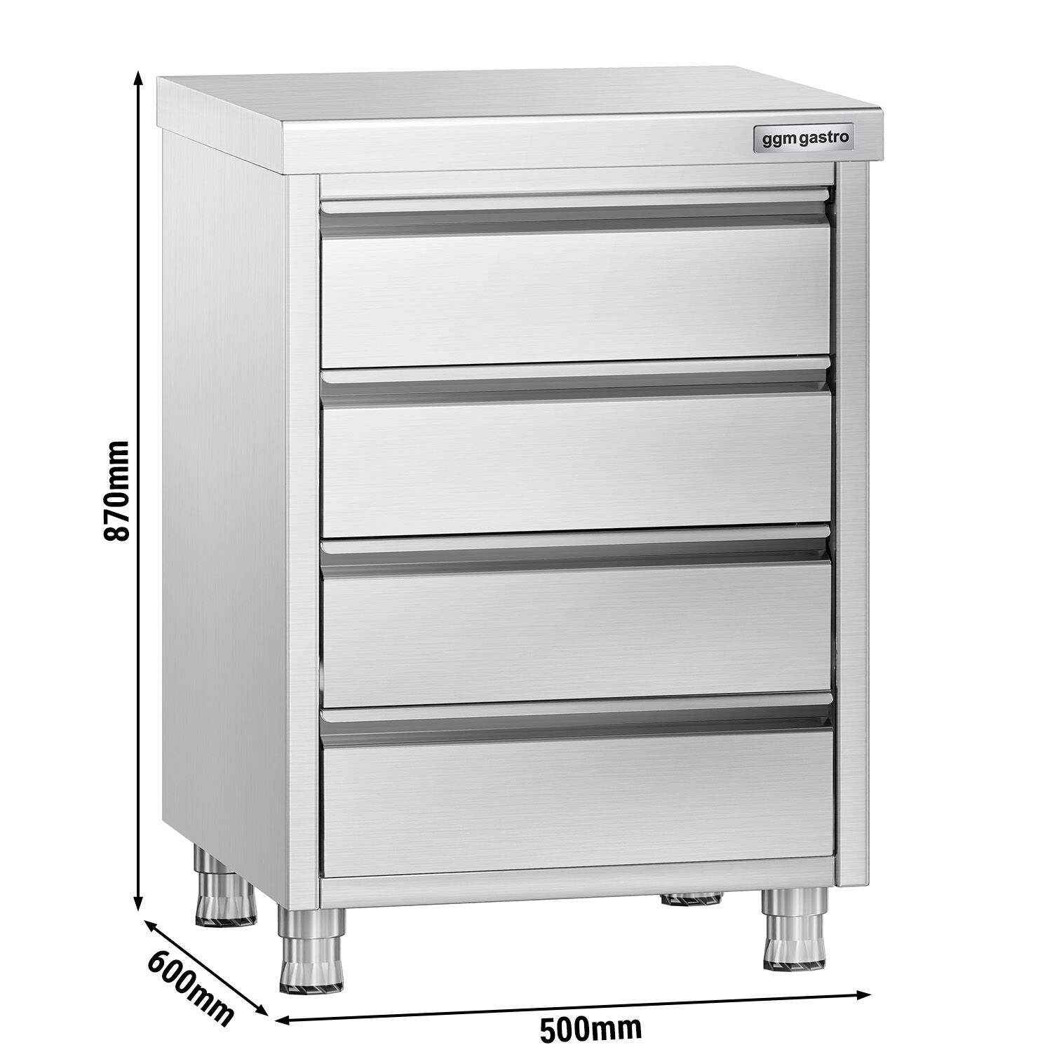 Prémiová zásuvková skrinka – so 4 zásuvkami, rozmer 500 x 600 mm – Obrázok 2