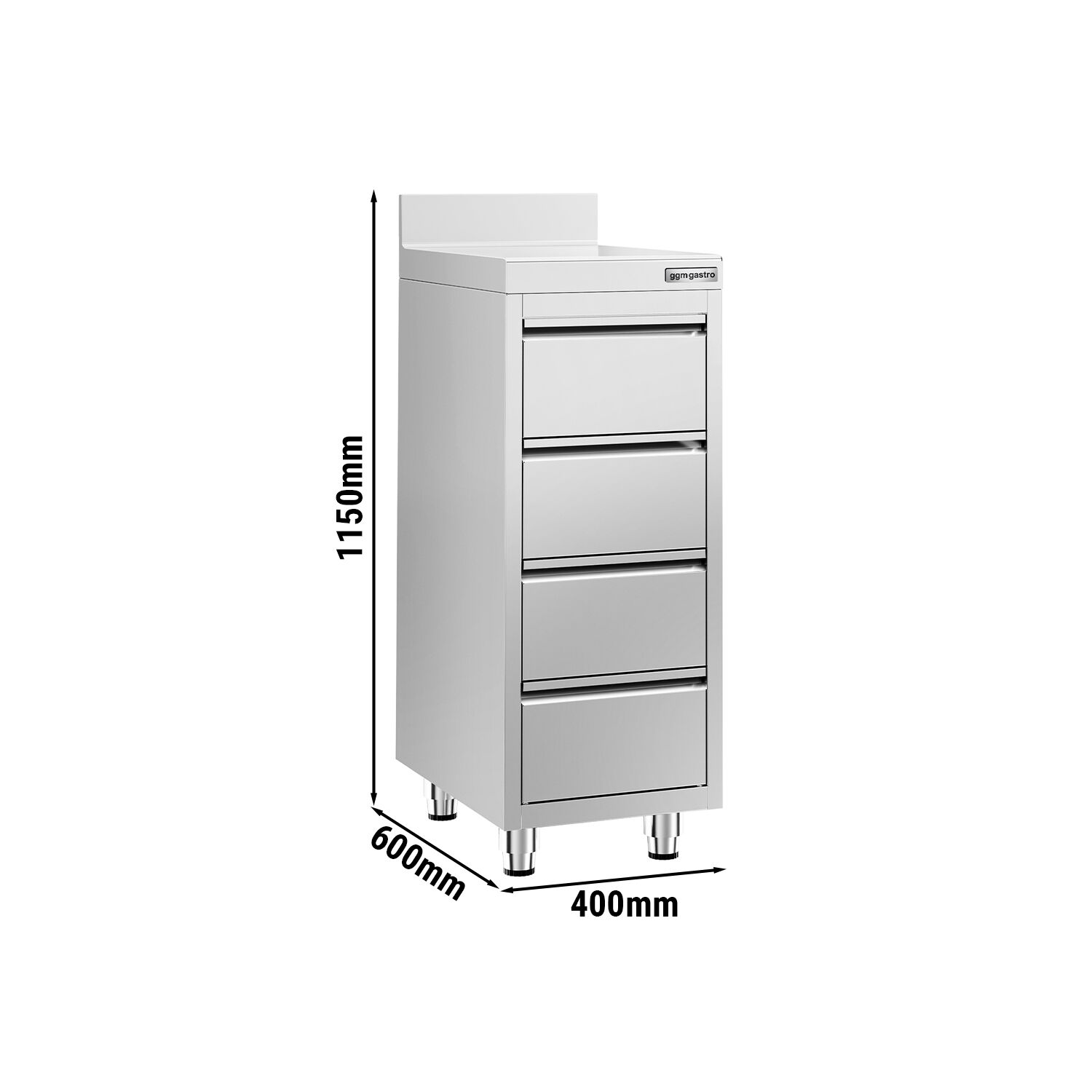 Prémiová zásuvková skrinka – so 4 zásuvkami, zvýšený okraj, rozmer 400 x 600 mm – Obrázok 6