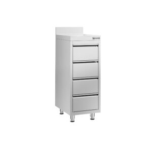 Prémiová zásuvková skrinka – so 4 zásuvkami, zvýšený okraj, rozmer 400 x 600 mm