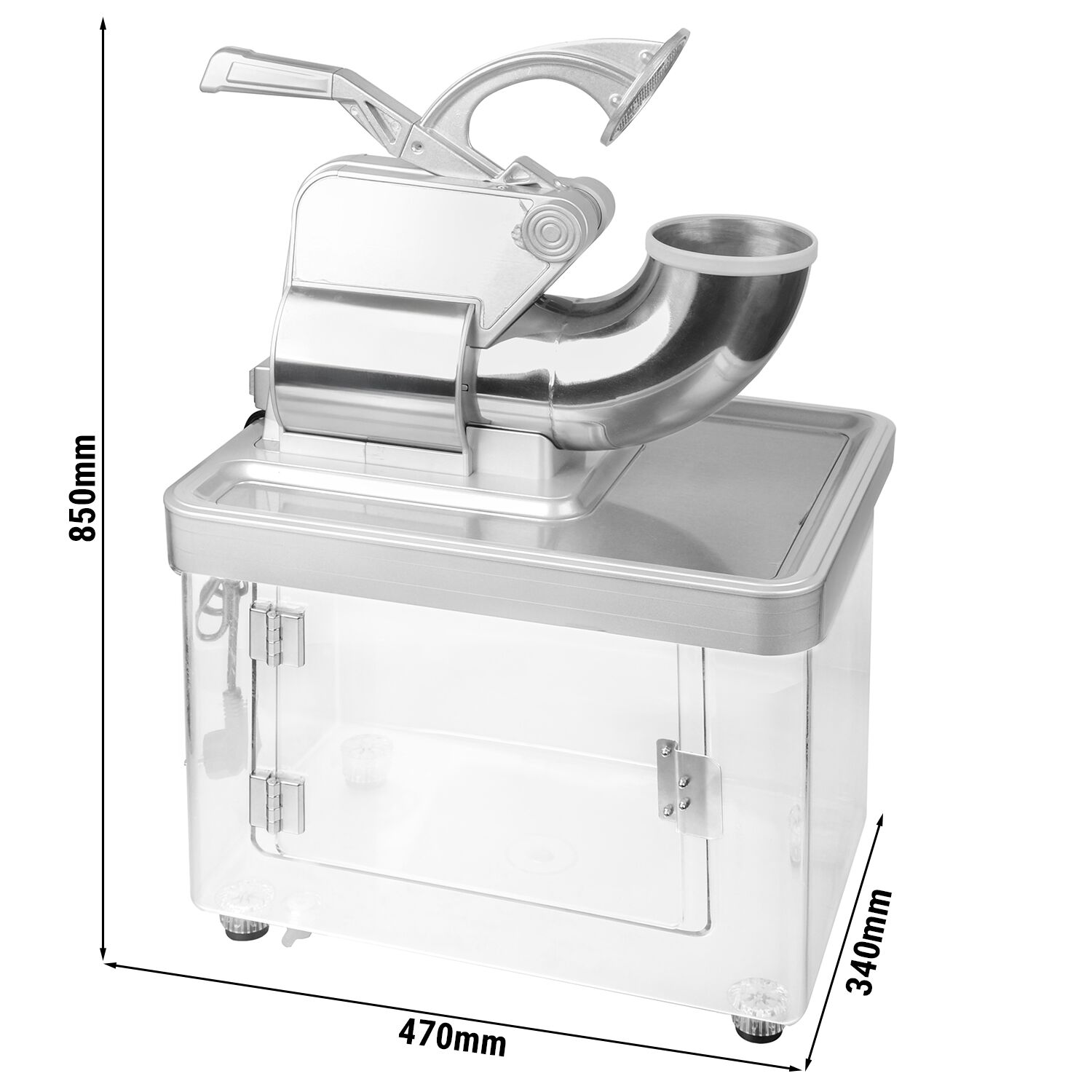 Kompaktný drvič ľadu – na vločkový ľad, výkon 5 kg/min, nerezová oceľ, vysoký príkon