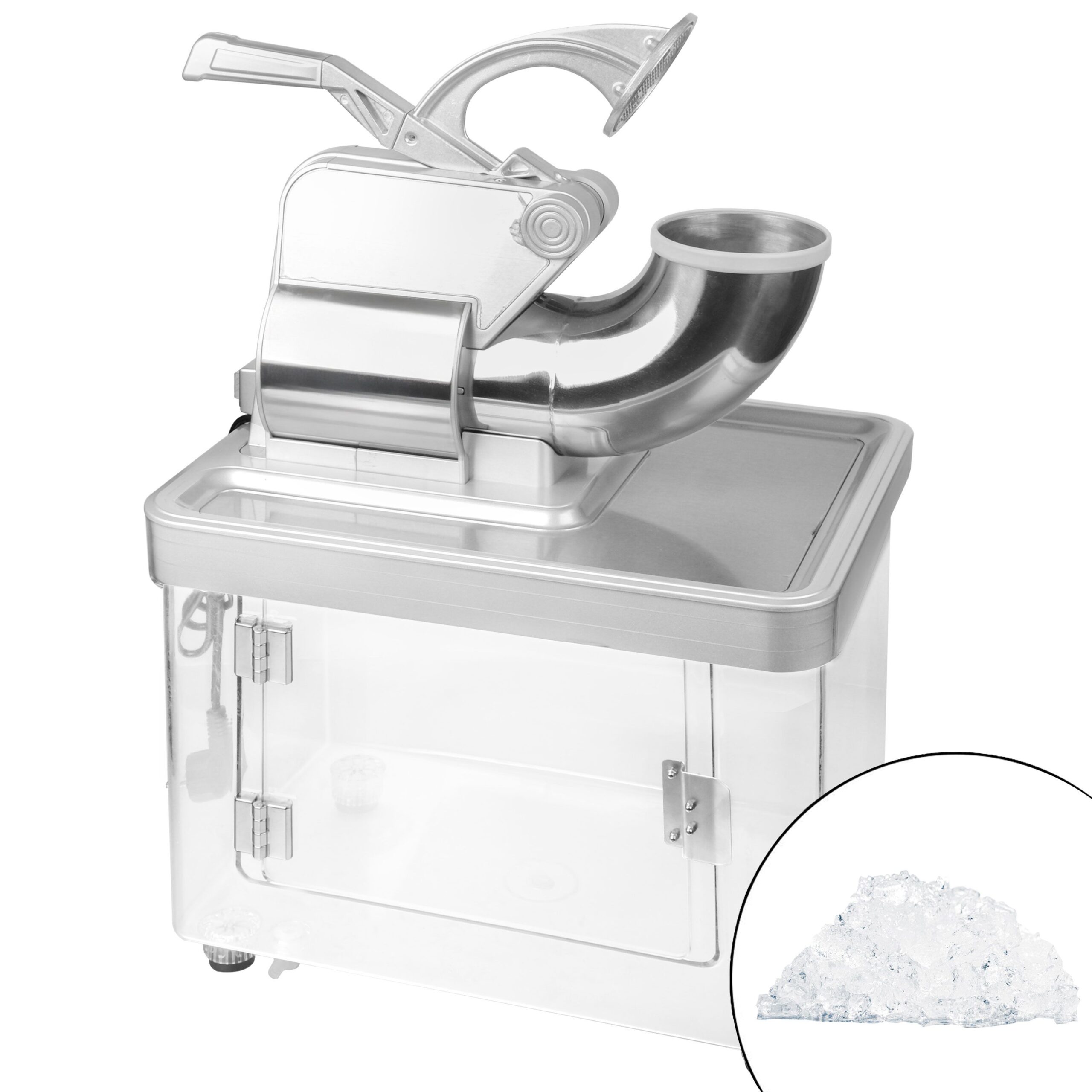Kompaktný drvič ľadu – na vločkový ľad, výkon 5 kg/min, nerezová oceľ, vysoký príkon – Obrázok 3