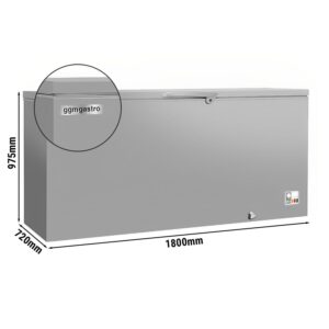 Truhlicová mraznička – dĺžka 1800 mm, veľký objem 534 l, nerezové plné veko