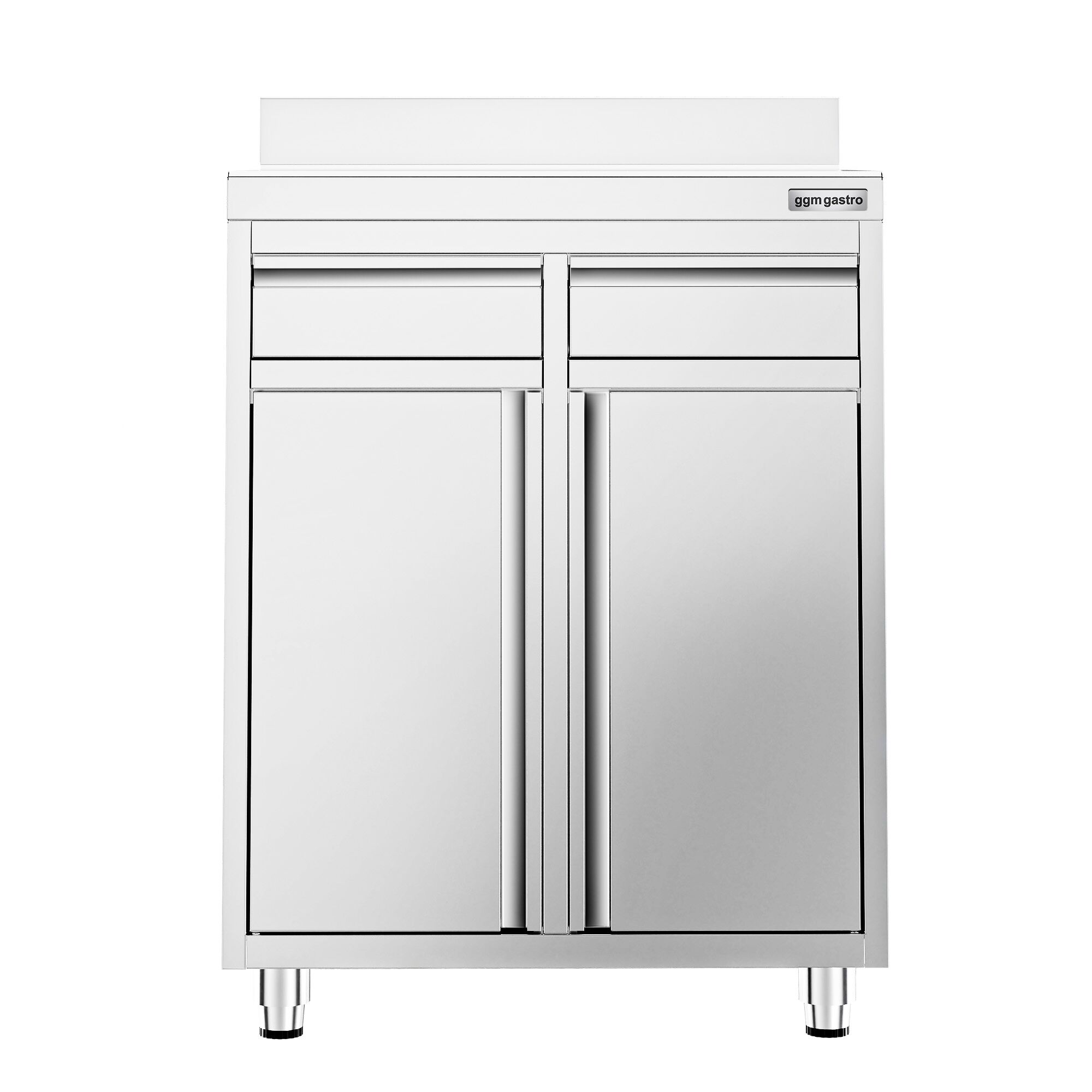 Nerezová pracovná skrinka pod kávovar — 800 x 600 mm, 2 zásuvky, 2 dvierka, zvýšený nadstavec – Obrázok 2