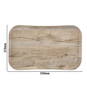 Odolný servírovací podnos Cambro Century™ – súprava 12 ks, zo sklolaminátu, imitácia svetlého dubového dreva, 530 x 370 mm