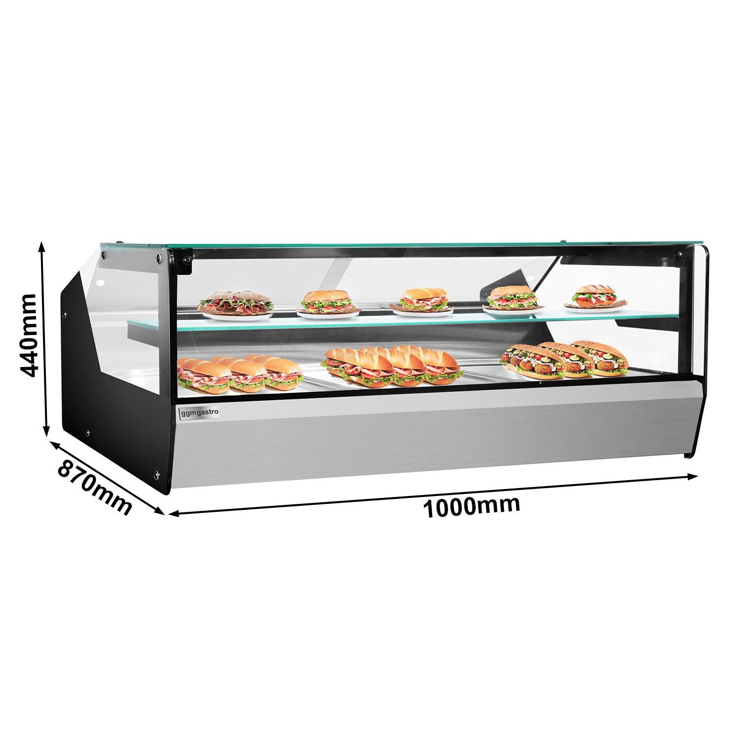 Stolová ohrevná vitrína – šírka 1000 mm, výkon 400 W, kapacita 3x GN 1/1