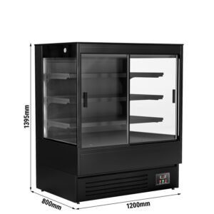Profesionálny prístenný chladiaci regál s posuvnými dverami — šírka 1200 mm, 390 l, 3 police, LED osvetlenie