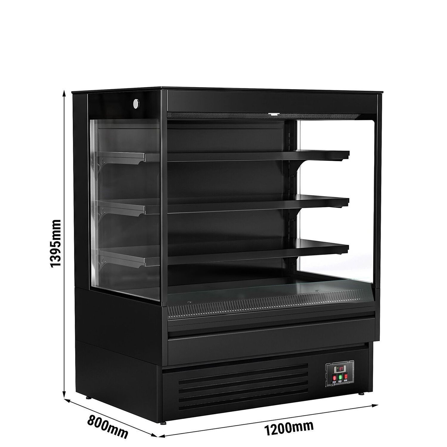 Profesionálny prístenný chladiaci regál — šírka 1200 mm, 390 l, 3 police, LED osvetlenie
