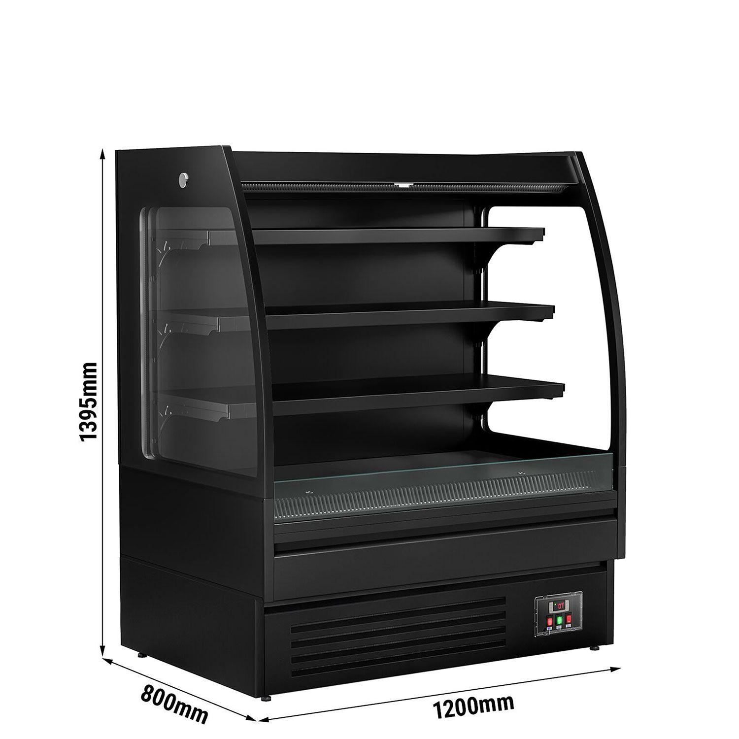 Profesionálny prístenný chladiaci regál — šírka 1200 mm, 380 l, 3 police, LED osvetlenie