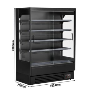 Profesionálny prístenný chladiaci regál s posuvnými dverami — šírka 1585 mm, 693 l, 4 police, LED osvetlenie